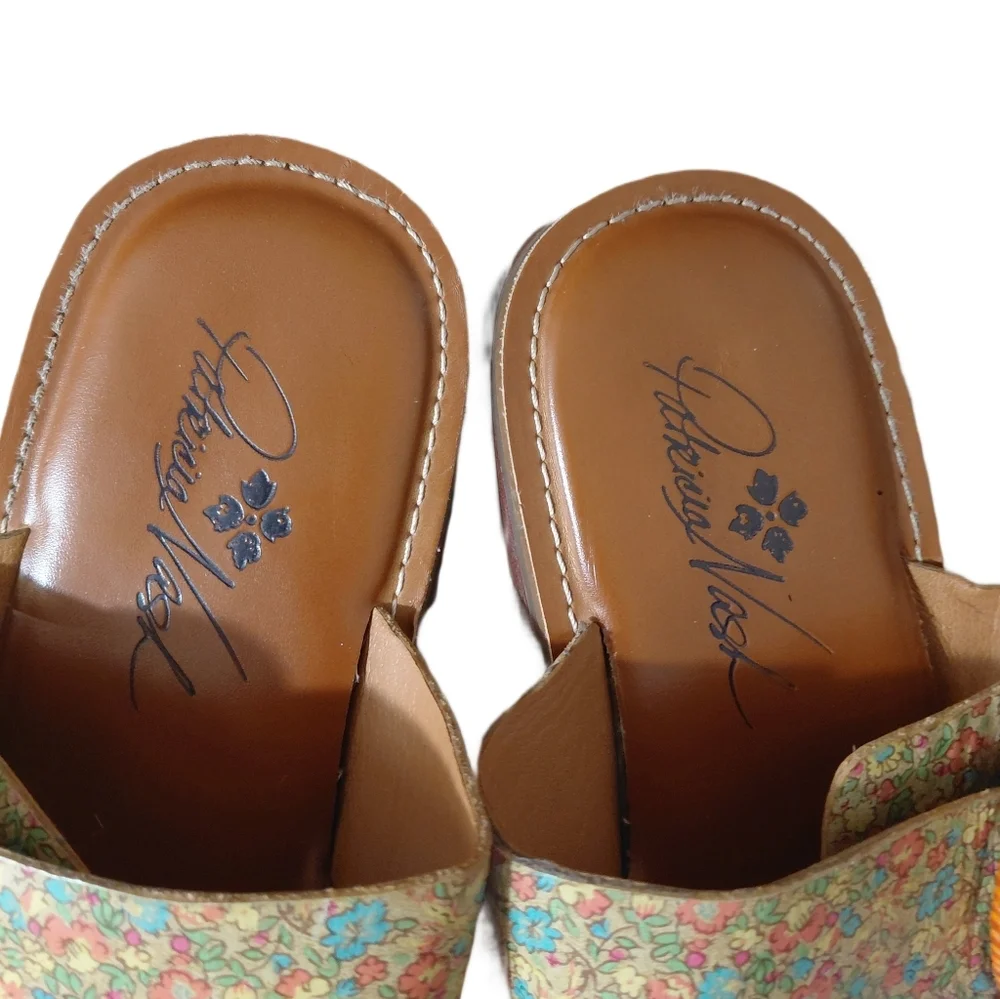 Patricia Nash Fulvia Floral Nubuck Leather Thong Sandal Size 8.5